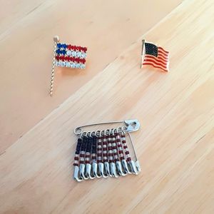 Three American Flag Pins